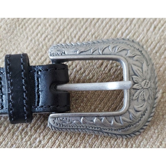 VINTAGE WOMENS LES CREATIONS ELITE BLACK SILVER BELT SIZE M  NEW main image 6